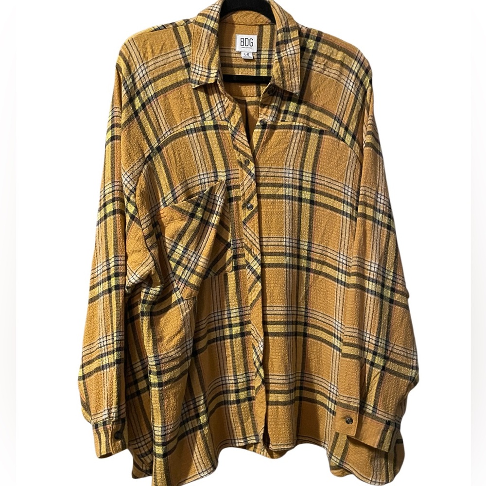 BDG Urban Outfitters Size Large Plaid Yellow Shirt